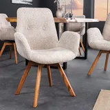 Riess-Ambiente Drehbarer Esszimmerstuhl Baltic Bouclé beige Eiche