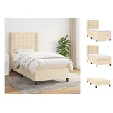 vidaXL Boxspringbett mit Matratze Creme 80x200 cm Stoff