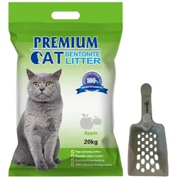 Premium-Katzenklumpstreu aus Bentonit - Apfel für Katzen 20kg + Schaufel für Streu GRATIS!