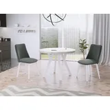 WFL GROUP Esstisch Twixy ausziehbar rund modern mit weißen Holzbeinen (MADE IN EU, erhältlich in 3 Größen – 90/100/100 cm, ausziehbar auf 170/150/200 cm), platzsparender Tisch für kleine Küche, Esszimmer oder Wohnzimmer weiß 100 cm x 76.00 cm x 100 cm