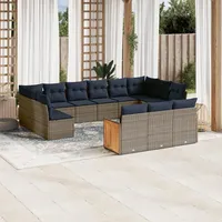 vidaXL Gartensofa-Set 13-tlg. grau Polyrattan