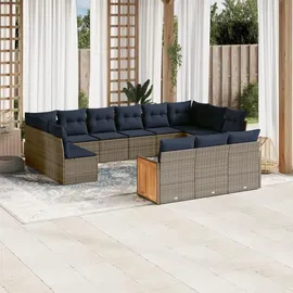 vidaXL Gartensofa-Set 13-tlg. grau Polyrattan