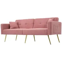 Odikalo 2-Sitzer Schlafsofa verstellbarem Winkel mit Aufbewahrungstaschen mehrfarbe rosa
