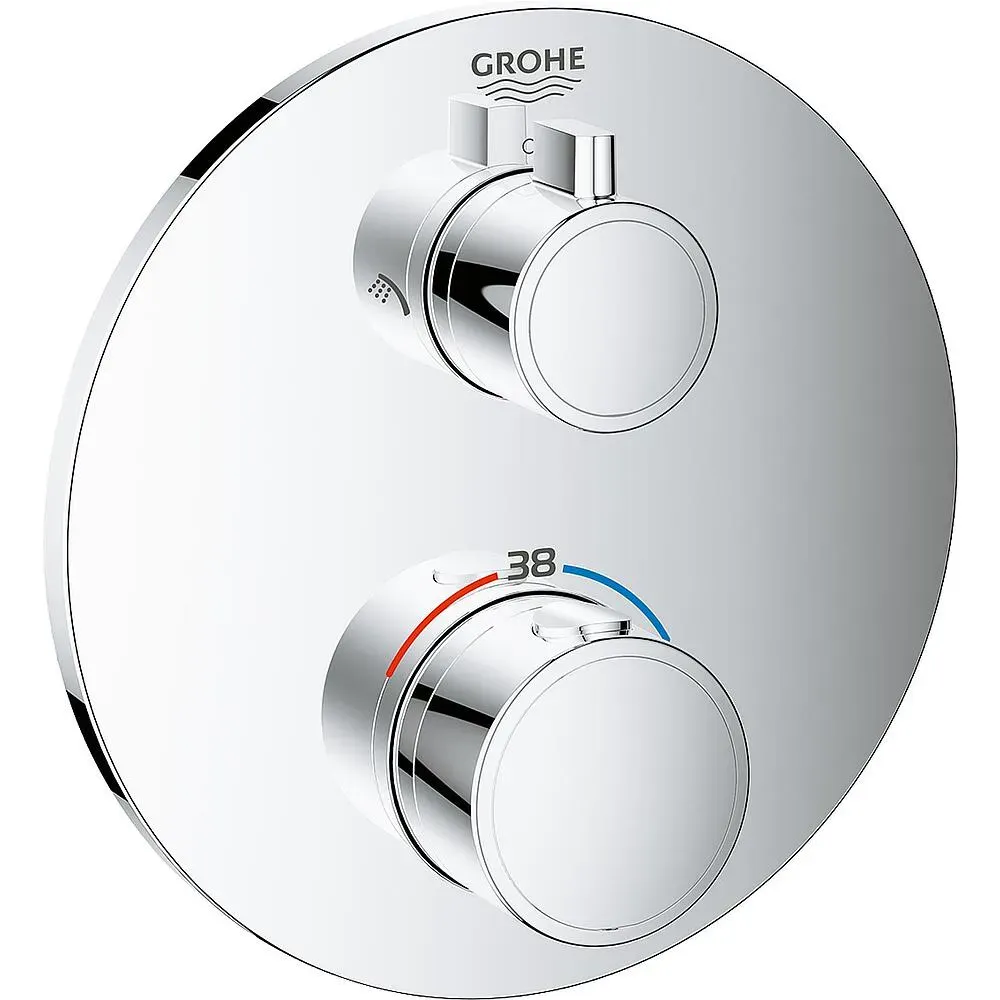 Unterputz-Thermostat-Brausebatterie Grohtherm, 2-Wege Umstellung (Ausführung: Rosette Ø 158 mm chrom rund)