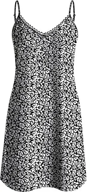 IZURIA Spaghettikleid mit Rundhalsausschnitt und schwarzem Leopardenprint, Größe L