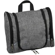 Relaxdays Kulturbeutel, XL, 8 Liter, Breite 26,5cm, Polyester, grau,