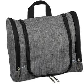 Relaxdays Kulturbeutel, XL, 8 Liter, Breite 26,5cm, Polyester, grau,