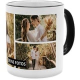 PhotoFancy® - Fototasse 'Collage' - Personalisierte Tasse mit eigenem Foto - Schwarz - Layout Collage 3 Bilder