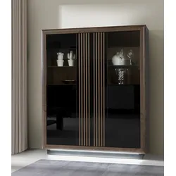 Highboard FORTE "Savona", braun (schwarz, schlammeiche, schwarz hochglanz), B:133cm H:161,8cm T:42,3cm, FSC-zertifizierter Holzwerkstoff, Sideboards, Höhe 161 cm, inkl. Sockelbeleuchtung