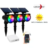 Lunartec Solarlampe Erdspiess: Smarter Solar-LED-Spot mit RGB-CCT, 50 lm, 1 W, Bluetooth, App, IP44