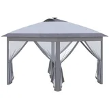 Redom Faltpavillon, Grau, Metall, 330x288x330 cm, Sonnen- & Sichtschutz, Pavillons & Pergolas, Pavillons