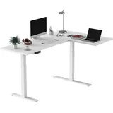 FLEXISPOT E1L Winkelschreibtisch Eckschreibtisch elektrisch höhenverstellbar Bürotisch mit 2 Motoren (160x100 cm, Weiß)