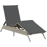 vidaXL Sonnenliege mit Auflage Hellgrau Poly Rattan