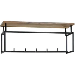 Kadima Design Wandgarderobe aus Mango Massivholz und Metall, Stilvolle Lösung für den Eingangsbereich. 71x20x29 cm