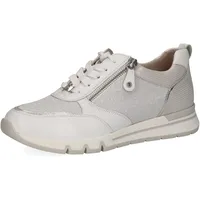 CAPRICE Damen Sneaker flach mit Reißverschluss Elegant Schuhweite H Mehrweite, Weiß (White/Silver), 38 EU