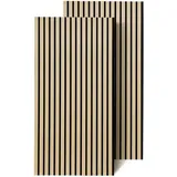 Akustikpaneel mdf Wandverkleidung Natur Akustik Wandpaneel Moderne Wandpaneele aus Holzfunier und Filz 2x 120x60x2.1cm Hölzern - Tolletour