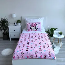 Disney Minnie Mouse Herzen Schwarz 160 x 200 cm + 70 x 80 cm
