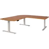 Mendler Eckschreibtisch HWC-D40 Eiche-Dekor / Weiß