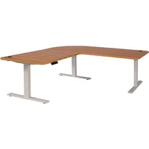 Mendler Eckschreibtisch HWC-D40 Eiche-Dekor / Weiß