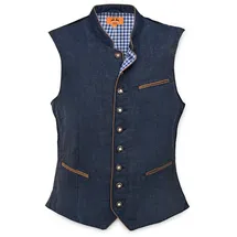 Country Maddox Maddox Kinder Leinen Trachten Weste Oliver - Dunkelblau Marine - Gr. 134 - 134