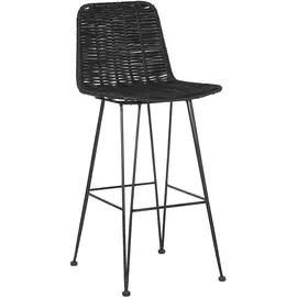 Beliani Barhocker 2er Set Rattan Schwarz