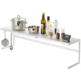 Yamazaki Küchenregal, weiß Metall, ausziehbar 54-92x25x22cm Tower Extendable Kitchen Rack, White, Steel, 54~92 x 22.5 x 25 cm
