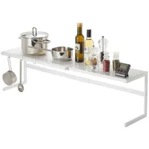 Yamazaki Küchenregal, weiß Metall, ausziehbar 54-92x25x22cm Tower Extendable Kitchen Rack, White, Steel, 54~92 x 22.5 x 25 cm