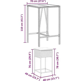 vidaXL 3-tlg. Gartenbar-Set mit Kissen Schwarz Poly Rattan