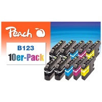 Peach 10er-Pack Tintenpatronen kompatibel zu Brother LC-123VALBP