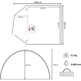 TALK-POINT Campingzelt 3-4 Personen Schwarz
