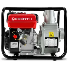 Eberth 6,5PS Wasserpumpe 60.000l/h 30m Förderhöhe, 3 Anschluss, Schmutzwasserpumpe 4-Takt-Benzinmotor, 7m Ansaughöhe,