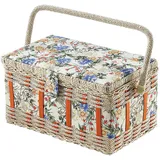 Kobolo Nähkästchen Nähkorb Nähkörbchen Nähkasten - Blumenmuster - 28x18x16/24 cm