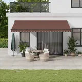 IKAYAA Alu Gelenkarmmarkise 500 x 350 cm Markise Gelenkmarkise Terrassenmarkise Klemmmarkise Sonnenmarkise Balkonmarkise wasserabweisend Polyester, Braun