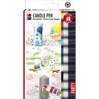 Marabu 1805000009882 - Candle Pen Set, 10 Kerzenpens á 25 ml, cremig, weiche Wachsmalfarbe, auf Wasserbasis, lichtecht, geruchsneutral, wetterfest, kinderleichte Kerzendeko