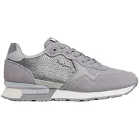 Pepe Jeans Damen Brit Sequins W Sneaker, Grau Mittelgrau,