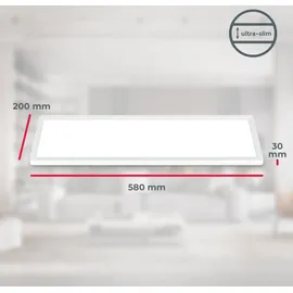 B.K.Licht LED Panel, 58x20 cm, - 22W, 3000lm, flach, backlight, neutralweiß, weiß - Weiß
