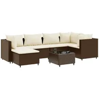 vidaXL 7-tlg Garten-Lounge-Set mit Kissen Braun Poly Rattan Modell 13