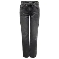 Only Bree Low Straight Fit Jeans in Grau, Größe 28/32