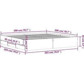 vidaXL Bettgestell 200 x 200 cm Weiß