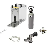 ich-zapfe Komplett Set - Zapfanlage, Bierzapfanlage, Bierkoffer, Durchlaufkühler PYGMY 25 LE, 1-leitig Trockenkühler, 30 Liter/h, Green Line, Zapfkopf:Korb