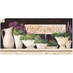 Wandbild ARTLAND "Antike Blumen", beige (farbe bild(er): naturfarben), B:60cm H:30cm, Bilder, als Alubild, Outdoorbild, Leinwandbild, Poster, Wandaufkleber