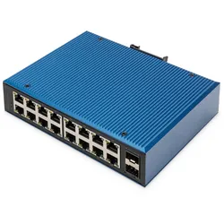 DIGITUS 16 Port Gigabit Ethernet Netzwerk Switch, Industrial, Unmanaged, 2 SFP U
