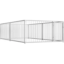 vidaXL Outdoor-Hundezwinger 200 x 400 x 100 cm Stahl Silber