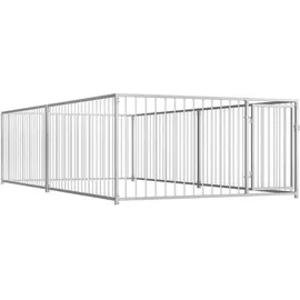 vidaXL Outdoor-Hundezwinger 200 x 400 x 100 cm Stahl Silber