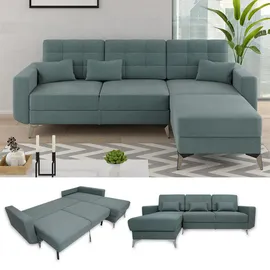 VitaliSpa Ecksofa York Webstoff blau