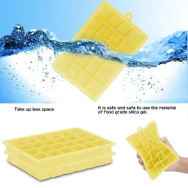 Intirilife 2x Eiswürfelformen in GELB – 2er Set à 24 Fächer Eiswürfel Silikonformen mit Deckel – Barzubehör & Weinzubehör, Barzubehör