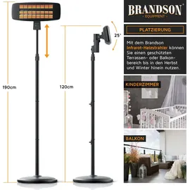 Brandson Wickeltischheizstrahler 1,8 kW schwarz