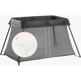 BabyBjörn Reisebett Light mit Spannbetttuch für Reisebett Light, Schwarz