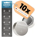 ABSINA SR626SW Uhrenbatterie 1,55V Silberoxid 10er Pack - Knopfzellen SR626SW auslaufsicher & Lange Haltbarkeit - 377 / SR66 / SR626 / 626 / AG4 - Batterie SR626SW, Uhrenbatterien SR626SW Knopfzelle