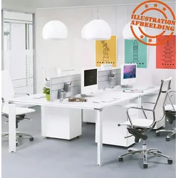 Kadima Design Konferenztisch quadratisch xxl  160x160 cm  Chrom-Elemente  Großes Büromöbel  Weiß